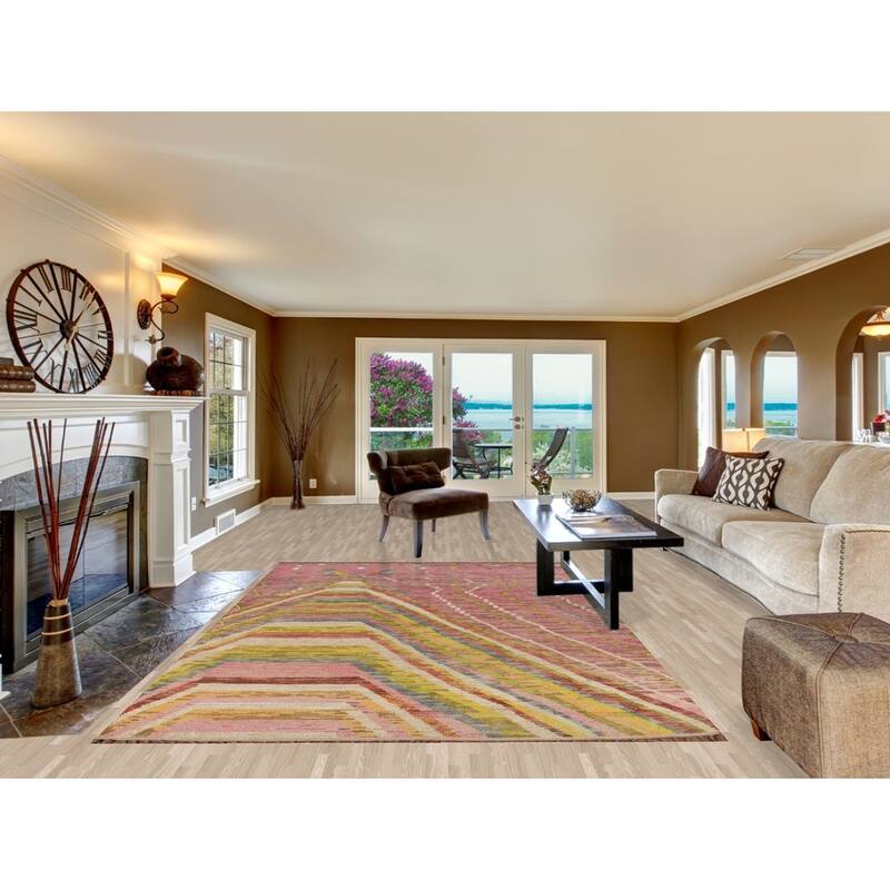 Moroccan Abstract Rug Hand-Knotted Abstract Wool Carpet - 6'10"x 10'4"