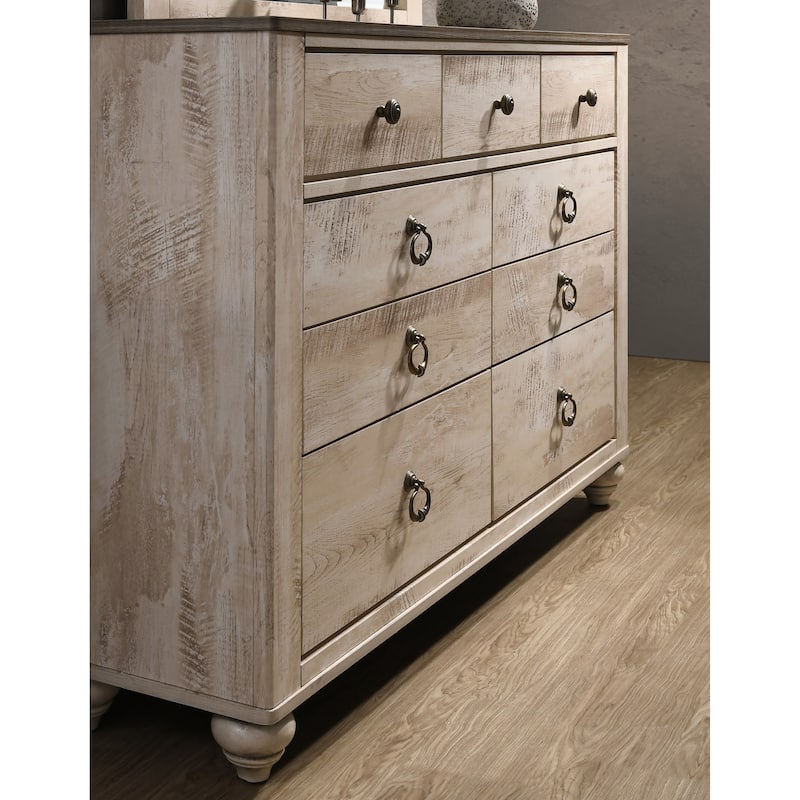 Roundhill Furniture Imerland Contemporary White Wash Finish 7-drawer Dresser