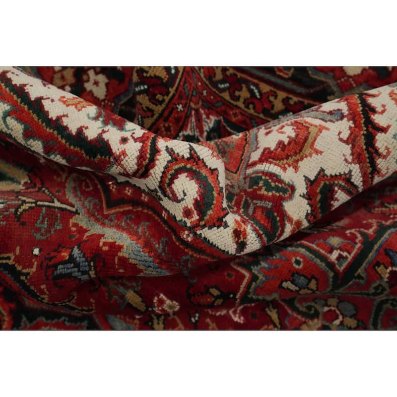 Hand Knotted Oriental 100% Wool Carpet Traditional Floral Red Heriz Area Rug - 10' 5'' X 8' 3''