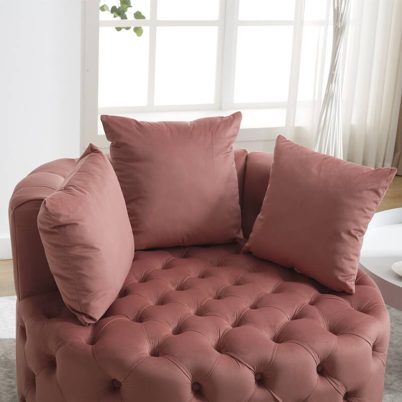 Pink 24" Velvet Button Tufted Barrel Chair