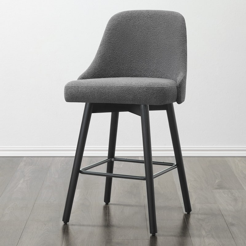 Rachel Upholstered Counter Height Swivel Barstool with Back Set of 2