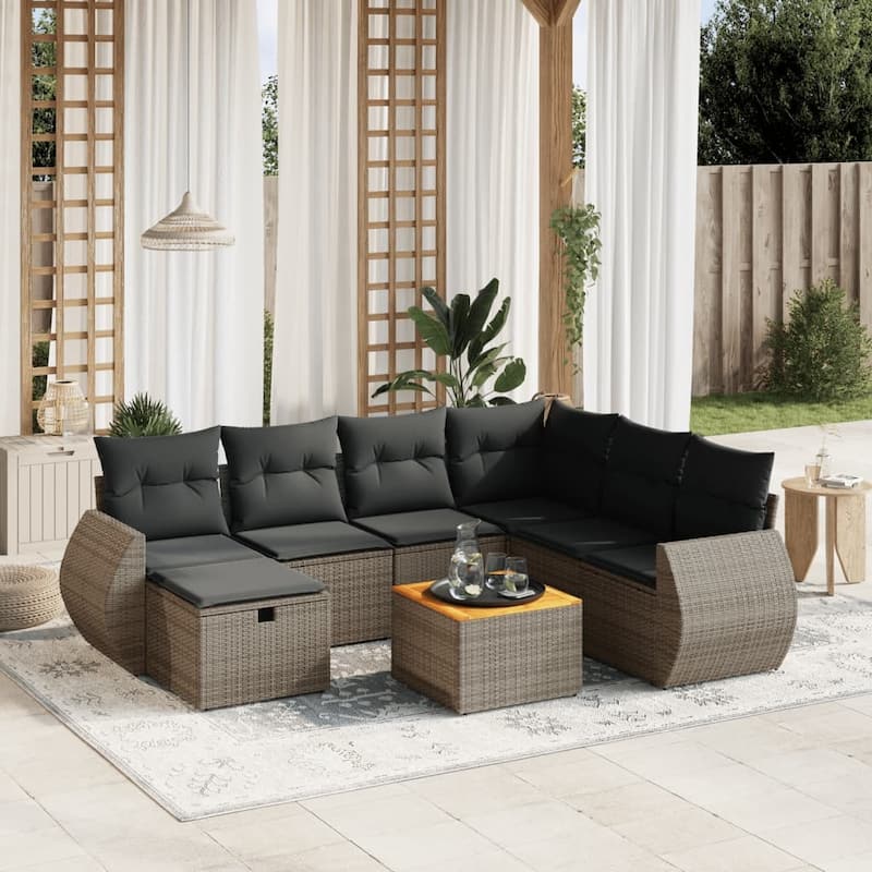 8-Piece Patio Sofa Set - Gray and dark gray - form2 - 24.6 x 27.6 x 27.2 in