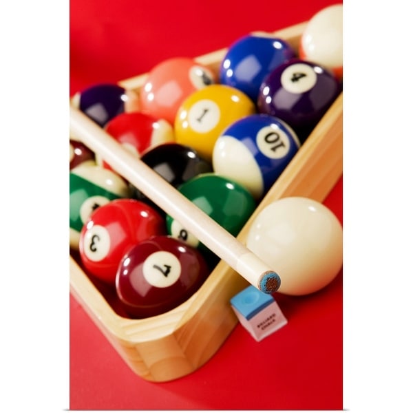 "Racked pool balls and stick" Poster Print