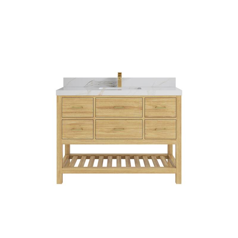 Willow Collections 48 in. W x 22 in. D Parker Solid Teak Single Sink Bathroom Vanity with Countertop