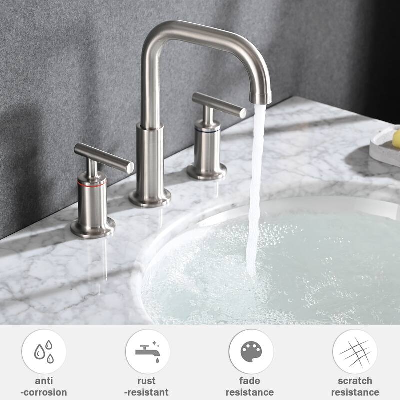 PROOX 8 in.Widespread Lavatory 2 Handles Bathroom Faucet with Drain Assembly