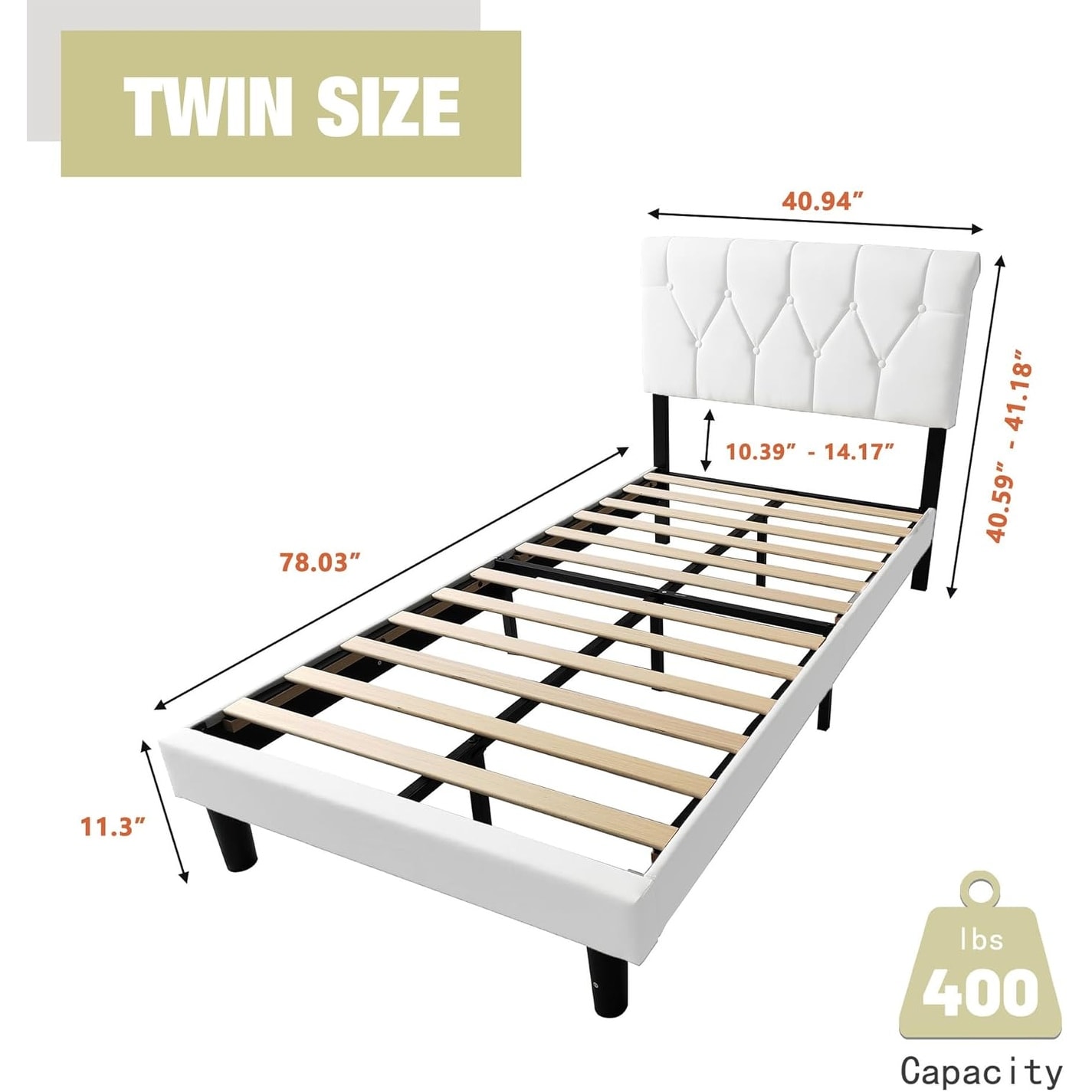 NNV Upholstered Platform Bed Frame with Adjustable Button Tufting Headboard