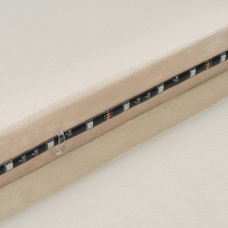 Twin Size Upholstered Platform Sofa Bed Frame, Modern Velvet LED Daybed with Pull Out and Lift Up Trundle, All-in-one Storage