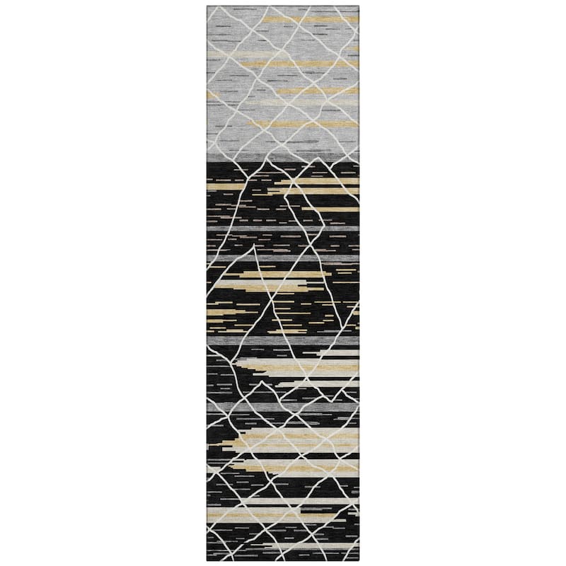 Machine Washable Indoor/ Outdoor Modern Global Chantille Rug