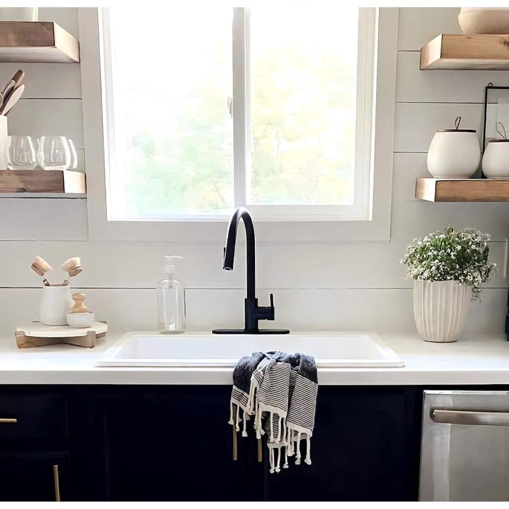 Sinkology Jackson Crisp White Fireclay 33" Single Bowl Drop-In Kitchen Sink with 3 Holes