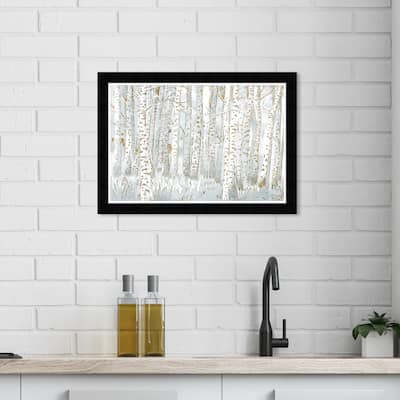 Wynwood Studio Prints Nature and Landscape Aspen Trees Day White and Metallic Gold Modern & Contemporary Wall Art Canvas Print