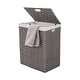 preview thumbnail 1 of 5, Seville Classics Lidded Foldable Portable Rectangular Laundry Hamper Basket with Washable Liner Grey