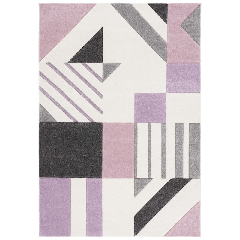 SAFAVIEH Hollywood Tzana Mid-Century Modern Abstract Rug - 5'3" x 7'6" - Ivory/Purple