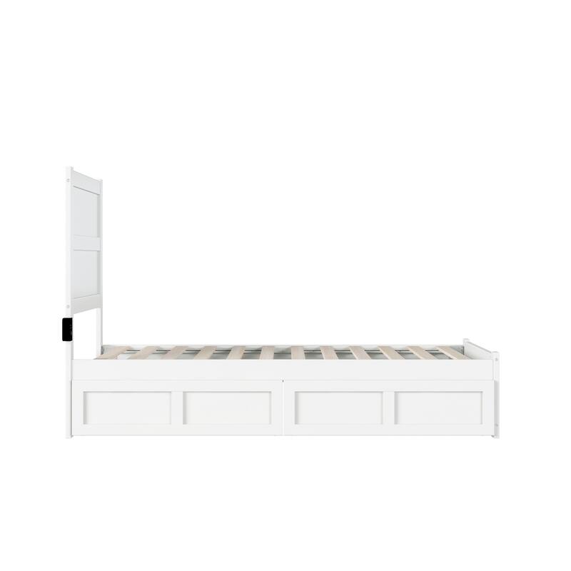 NoHo Twin Bed with Footboard and 2 Drawers in White