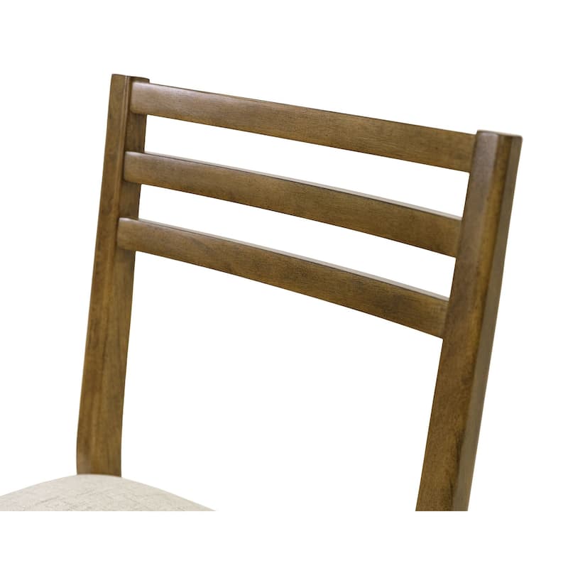 Two Wood Modern Slat Back Chairs, Dining Seats, Brown