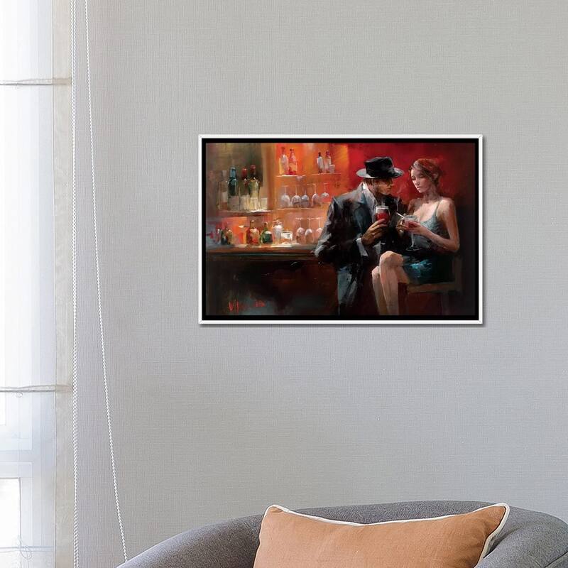 iCanvas "Evening In The Bar I" by Willem Haenraets Framed Canvas Print