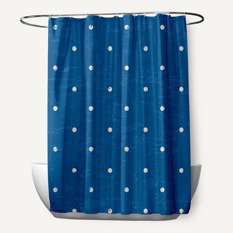 Dorothy Dot Geometric Print Shower Curtain - Blue