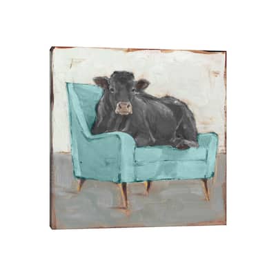 iCanvas "Moo-ving In IV - Black" by Ethan Harper Canvas Print