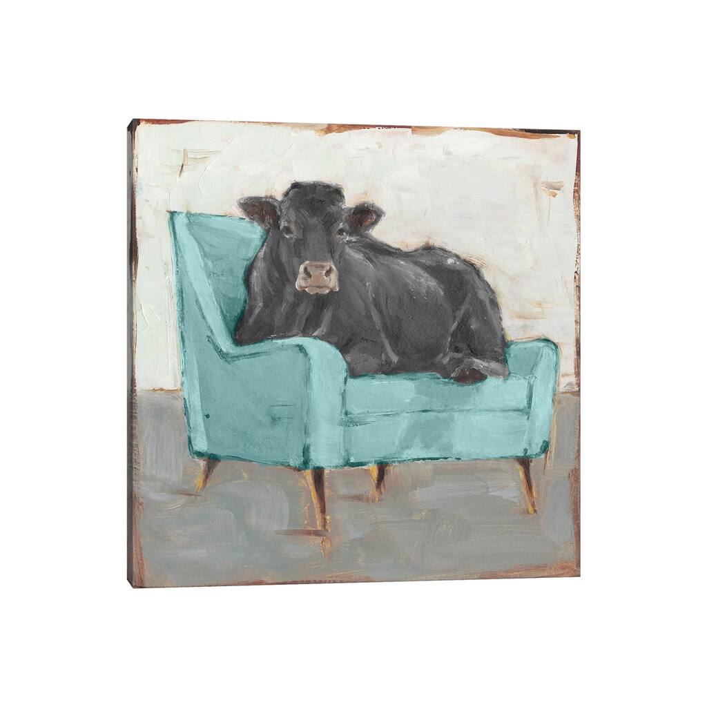 iCanvas "Moo-ving In IV - Black" by Ethan Harper Canvas Print