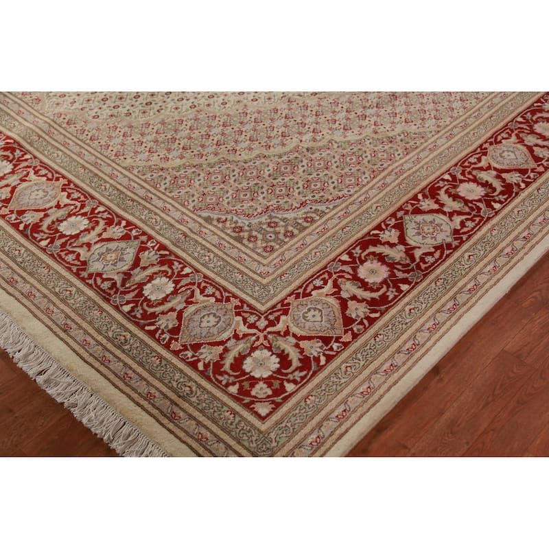 Medallion Tabriz Mahi Oriental Large Rug Handmade Wool Carpet - 10'2"x 14'3"