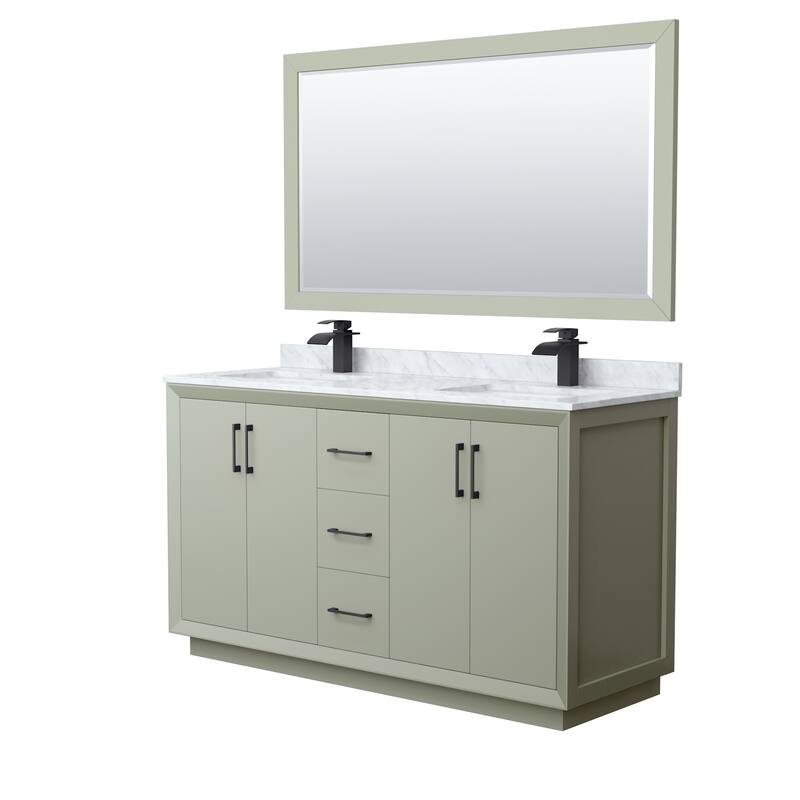 Wyndham Collection WCF414160D-NAT-UNSM58 Strada 60" Free Standing - Light Green / Matte Black Hardware