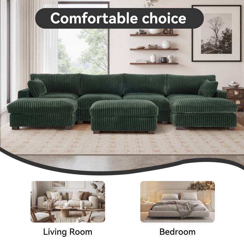 6-Piece 118.4"W Plush Oversized Modular Sectional Sofa Set