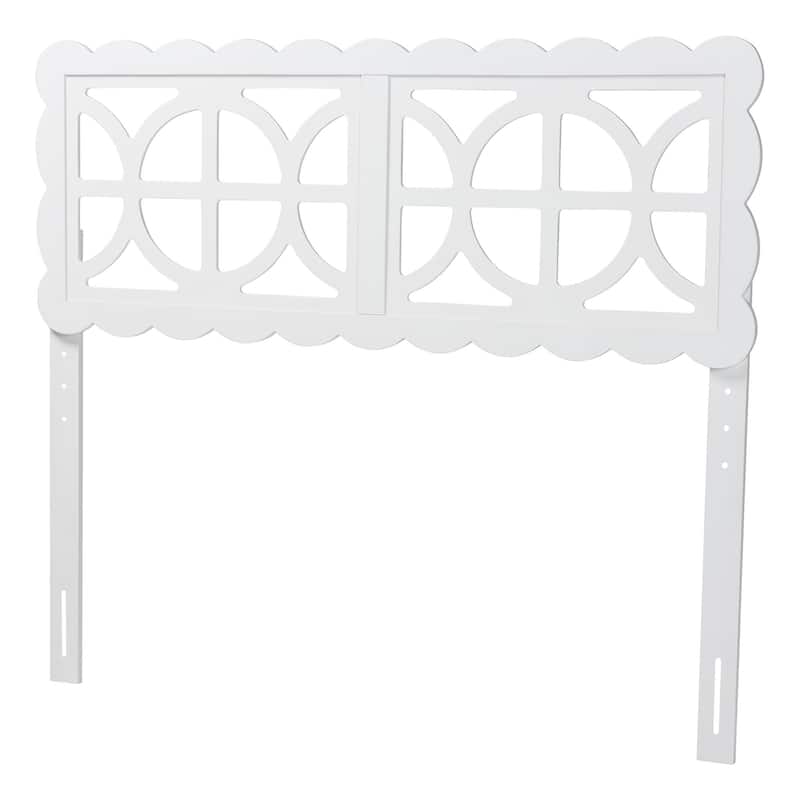 Nansen Wood Headboard with Scalloped Frame - Geometric Cutout Decorative Panel for Bed Frame, Modern Coastal Bedroom Accent - Full - White