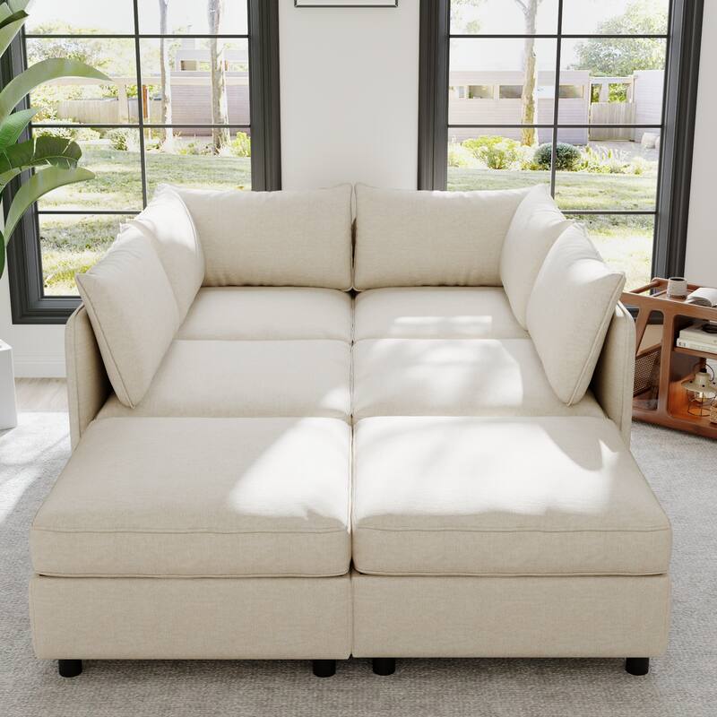 Modular Sleeper Sofa Bed Convertible U-shape Recliner wStorage Ottoman