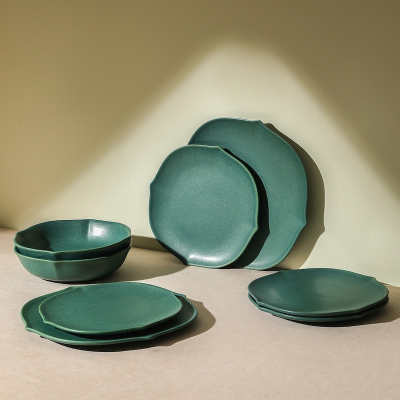 Stone Lain Baskerville Stoneware Dinnerware Set - Green - 12 Piece