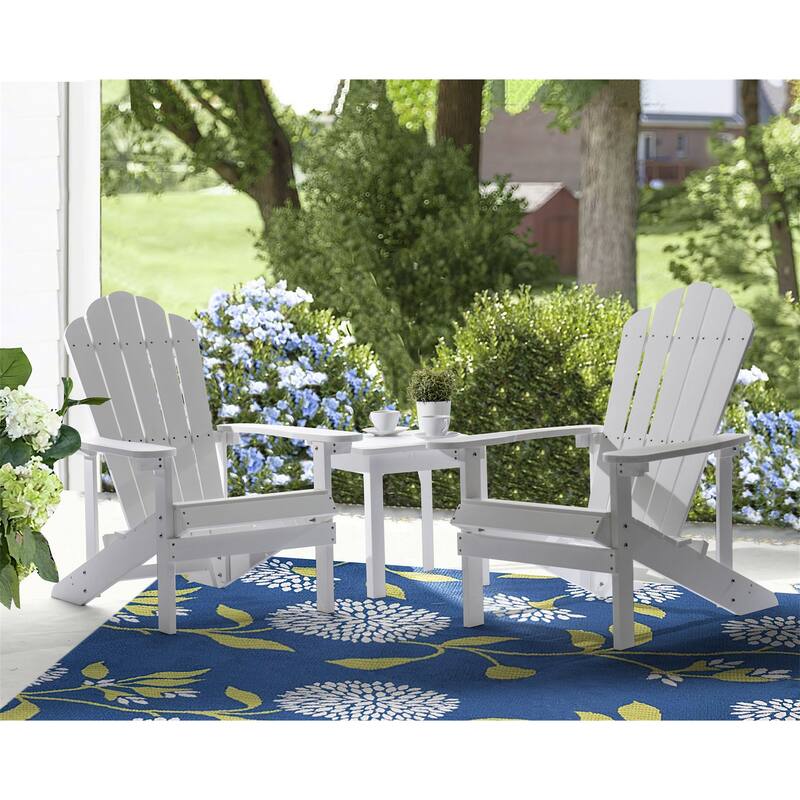 Clihome Outdoor Patio Slat HIPS Adirondack Chair - Set of 2 - White