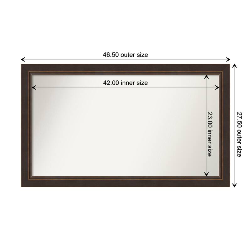 Lara Bronze Framed Non-Beveled Custom Wall Mirror, Bathroom Vanity Mirror - Outer Size: 46.5 x 27.5