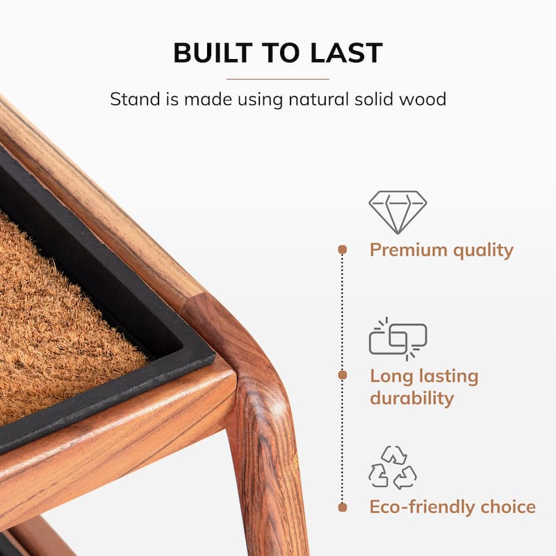Jani Double-Tier Natural Stand 2-Pair Rubber Boot Trays