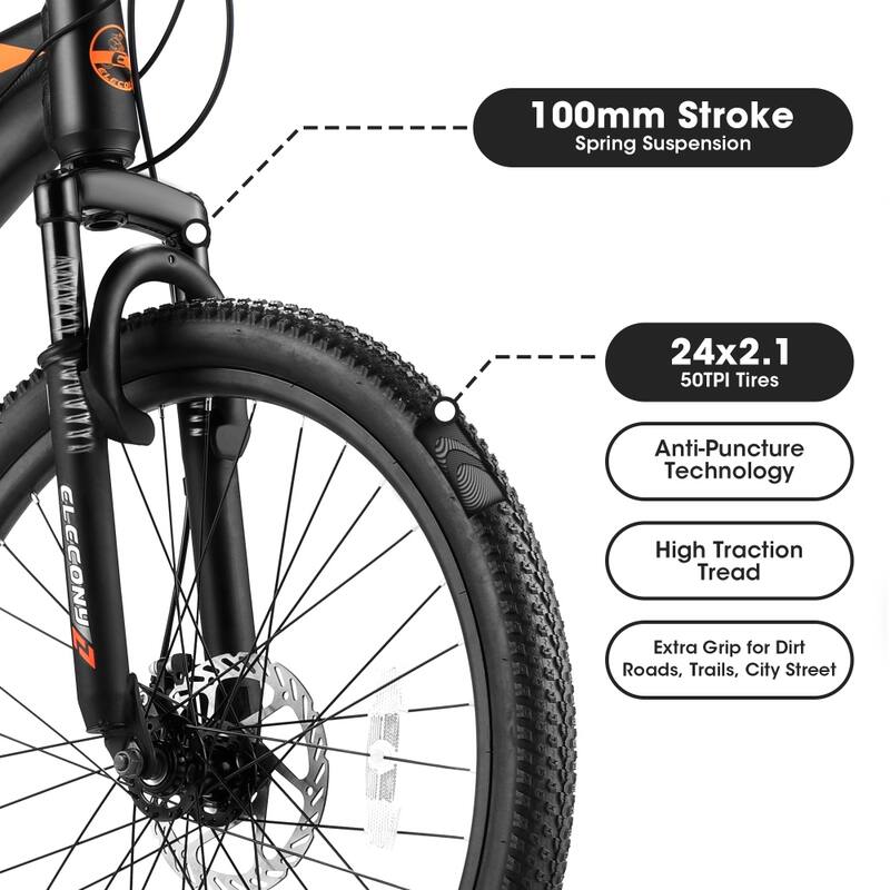 24 in. Aluminium Mountain Bike for Adults with 21-Speed Disc Brake
