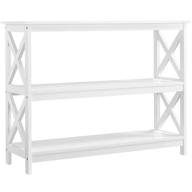 Yaheetech X-Design 3 Tiers Wooden Entryway Console Table - White
