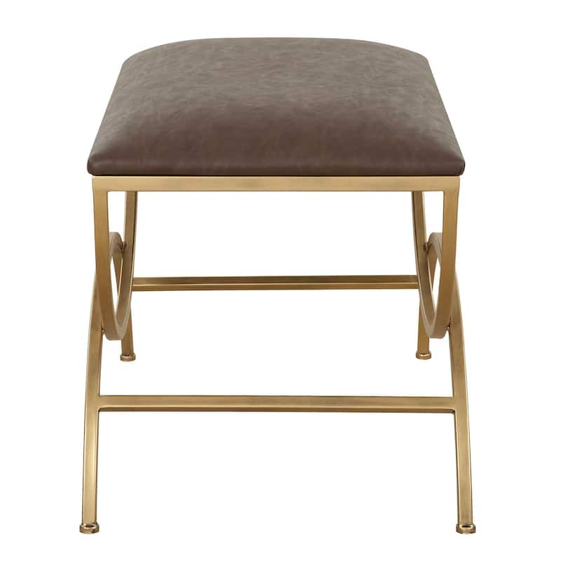 Copper Grove Antique Brass Faux Leather Rectangular Bench