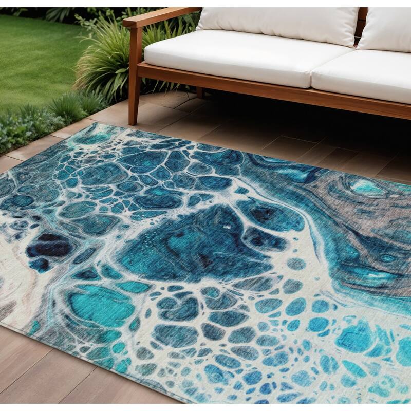 HomeRoots Nautical Transitional Rectangle Outdoor Rug - 8' X 10'