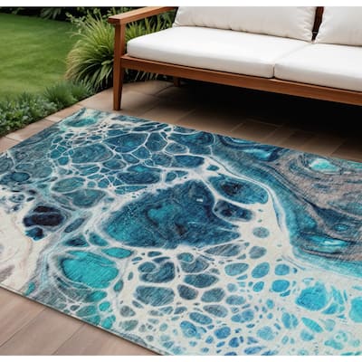 HomeRoots Nautical Transitional Rectangle Outdoor Rug