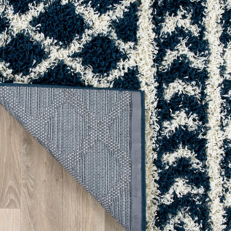 World Rug Gallery Trellis Geometric Plush Shag Area Rug