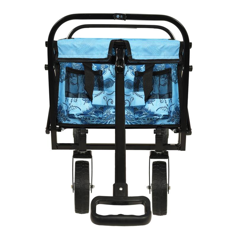 Minimeetall Colorful Collapsible Foldable Wagon Cart With Strapping System, Beach Wagon,Supports 225lbs