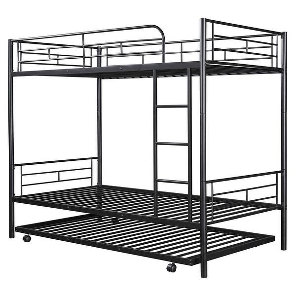 slide 2 of 19, Twin Over Twin Metal Bunk Bed,Versatile Bunk bed,High Safety Guardrails Black
