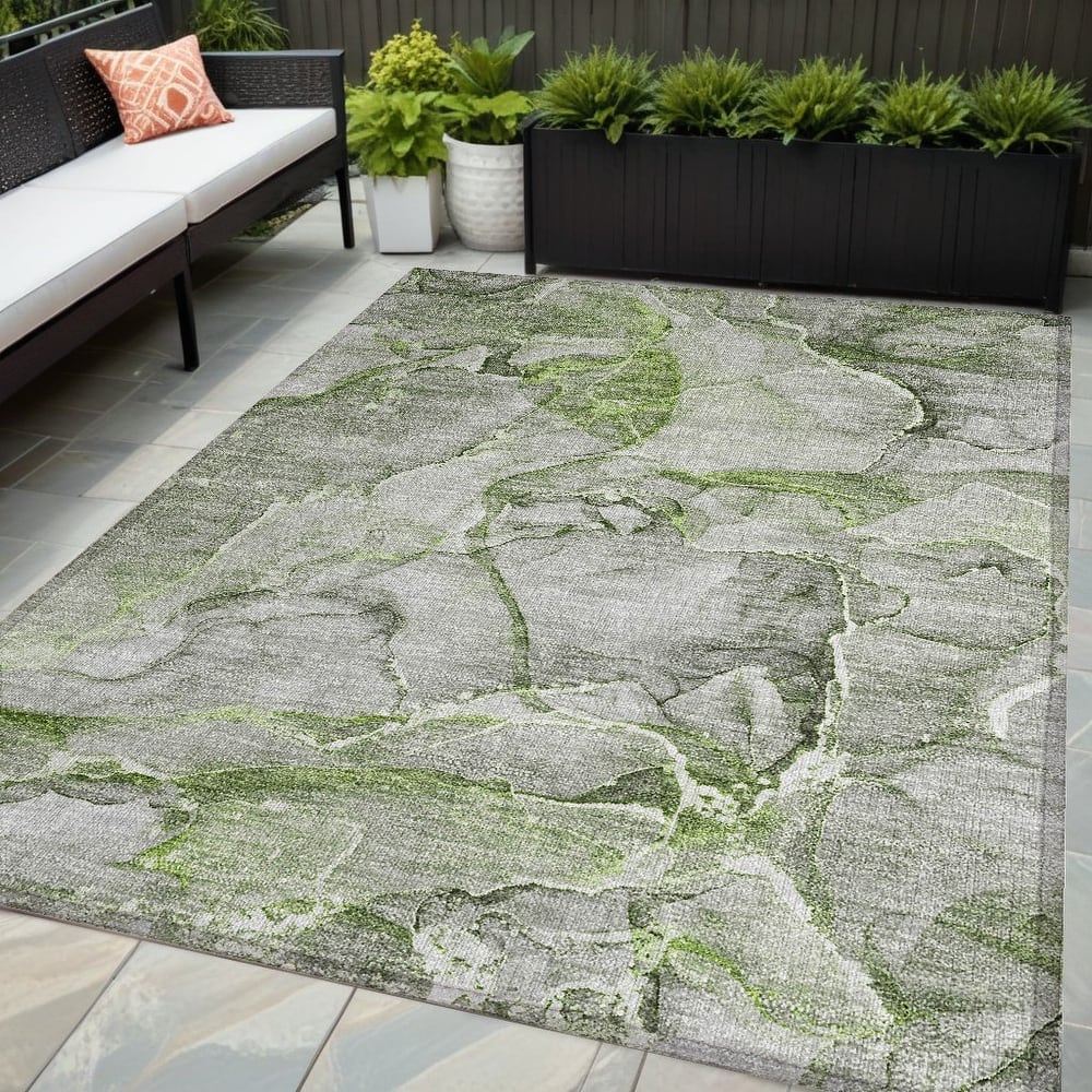 Allus Artistic Abstract Weather Resistant Classic Meets Modern Outdoor Rug
