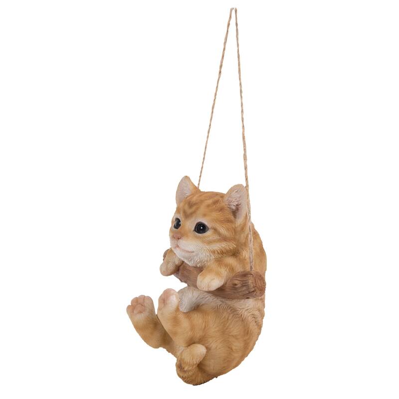 5.5" Tabby Kitten Hanging Outdoor Garden Statue