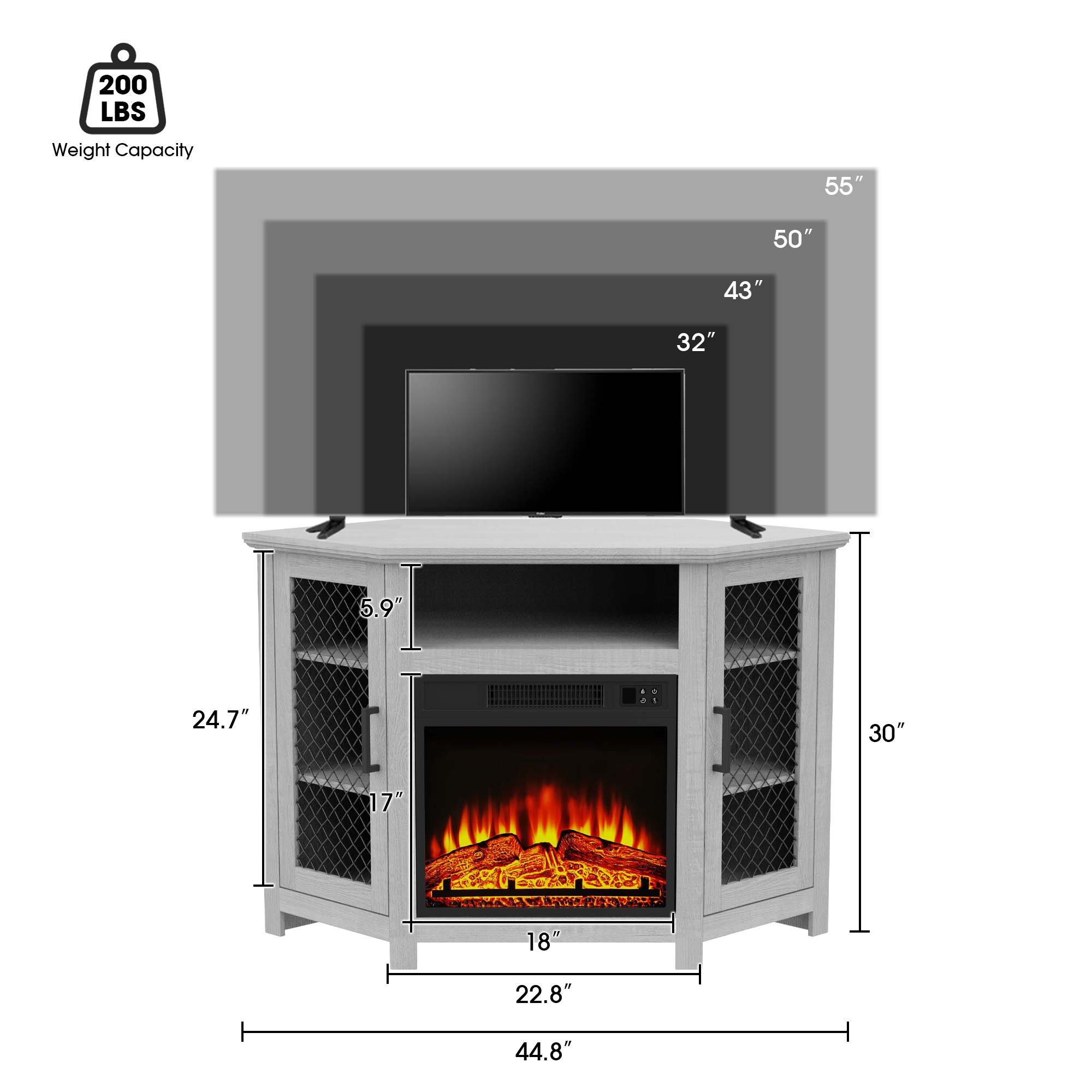 Corner fireplace console sales