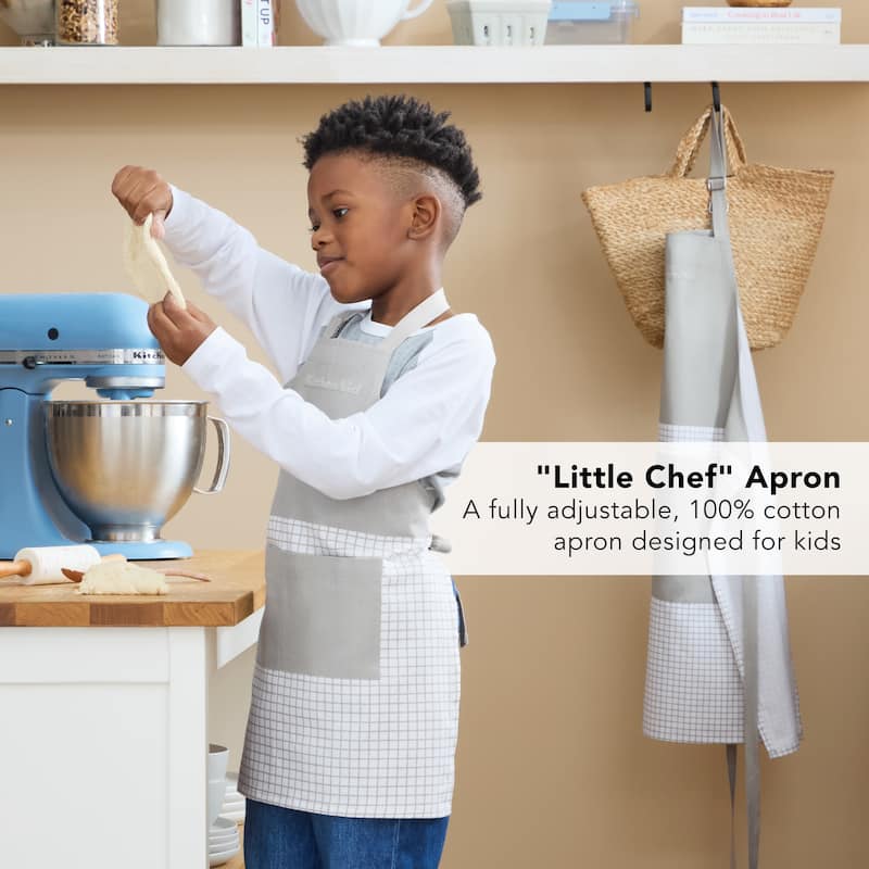 KITCHENAID Gourmet Series Gridlines Little Chef Apron, Water & Stain Resistant