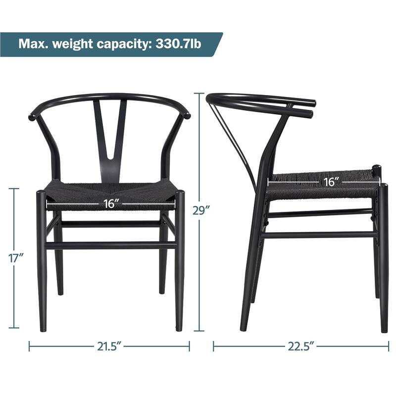 Yaheetech Modern Weave Y-Shaped Dining Chair with Solid Metal Frame