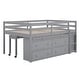 preview thumbnail 8 of 11, Full Low Loft Bed with Rolling Portable Desk & Shelves, Wood Loft Bed Frame with 4 Drawers for Kids & Teens, Boys, Girls Grey