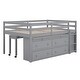 preview thumbnail 35 of 34, Twin/Full Size Low Loft Bed with Retractable Writing Desk and 4 Drawers, Wooden Loft Bed Frame w/ Lateral Portable Desk & Ladder