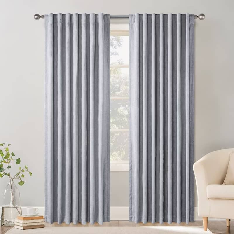 Chenille Blackout Back Tab Curtain Pair(2 panels)