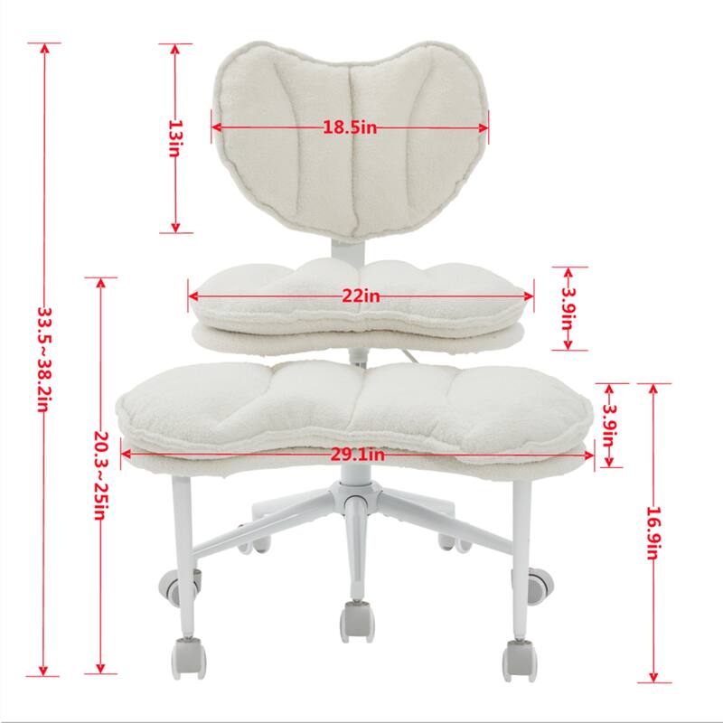 Roomfitters Sherpa Office Chair with Heart Shaped Back and Adjustable Height, Cute Aesthetic Swivel Desk Chair, Ivory