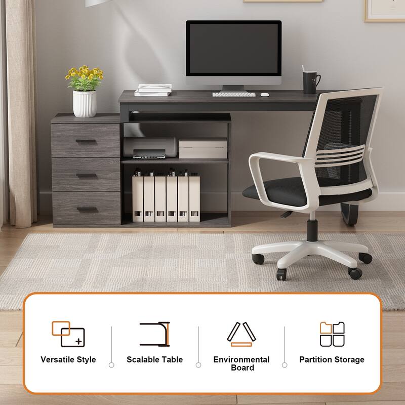 55" L Shaped Desk Writing Computer Desk Storage Workstation 5 Colors