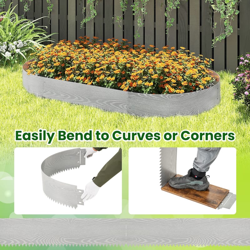 Gymax 6-Pack 20 FT Galvanized Metal Landscape Edging Heavy-Duty Metal